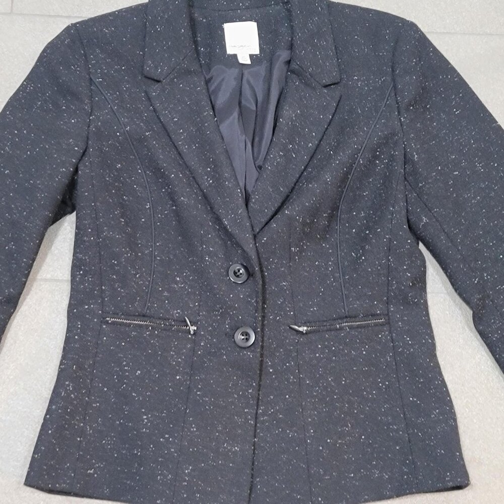 Halogen Black Wool Blend Tailored Lined Blazer Women's Petite 4P